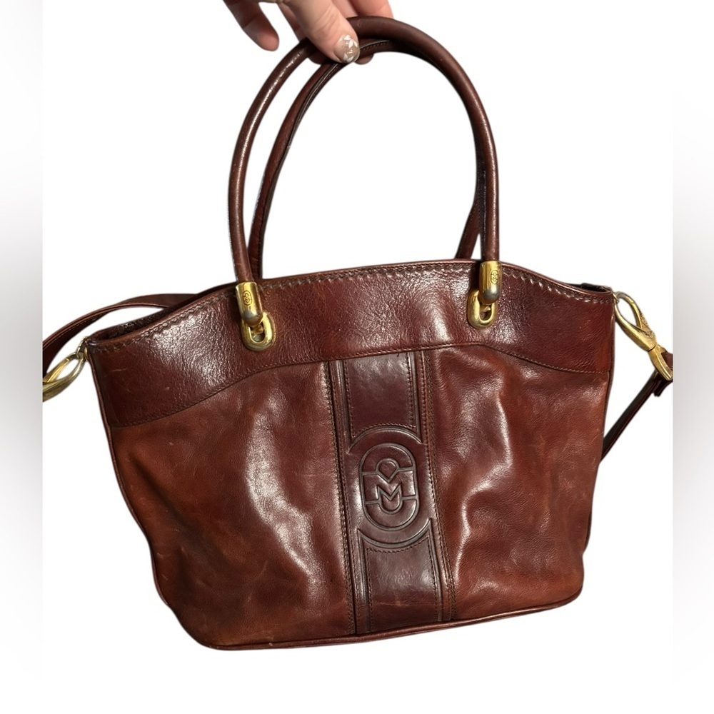 Marino Orlandi Brown Italian Leather Handcrafted Satchel Purse Vintage Luxury